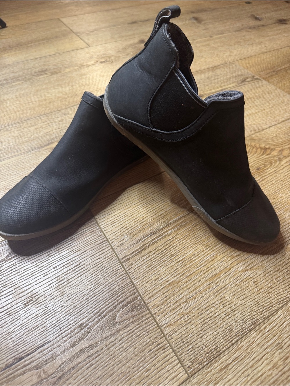 OluKai Women's Black Slip-On waterproof wool lined Ankle Booties